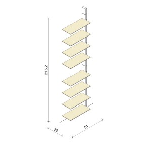 Bücherregal - Basic (XL) 51 - Anbauelement - Maß: 51 x 215,2 x 20 cm (B x H x T)