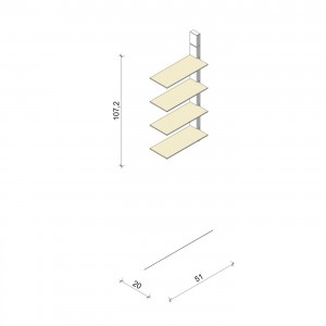 Bücherregal - Basic (M) - Anbauelement - Maß: 51 x 107,2 x 20 cm (B x H x T)