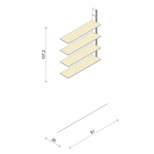 Bücherregal - Classic (M) 81 - Anbauelement - Maß: 81 x 107,2 x 20 cm (B x H x T)