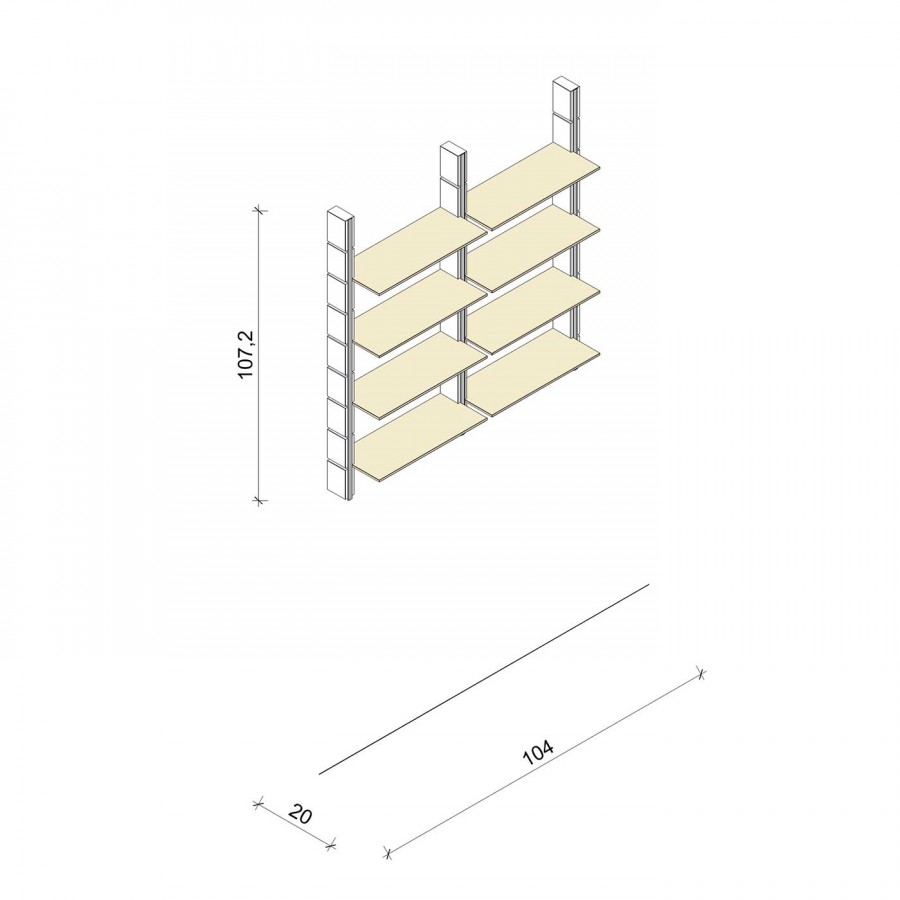 Bücherregal - Basic (M) 104 - Maß: 104 x 107,2 x 20 cm (B x H x T)