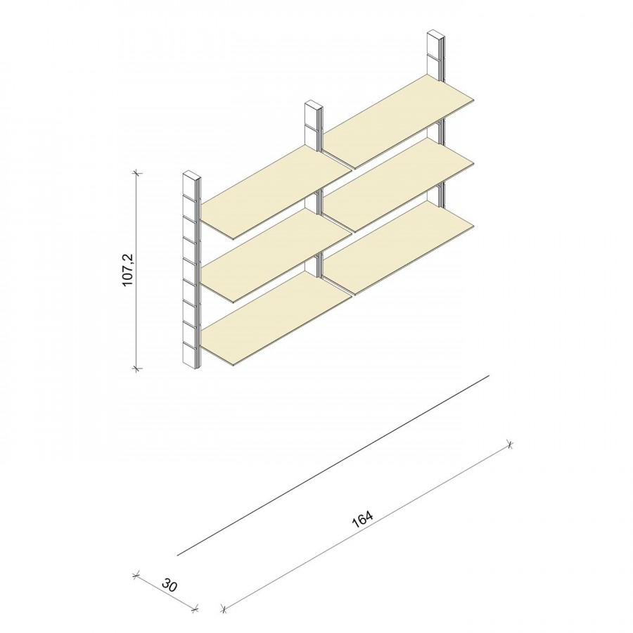 Bücherregal - Prime (M) 164 - Maß: 164 x 107,2 x 30 cm (B x H x T)