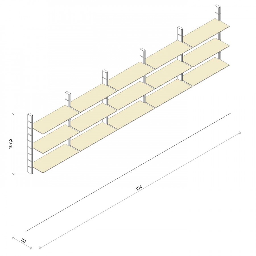Bücherregal - Prime (M) 404 - Maß: 404 x 107,2 x 30 cm (B x H x T)