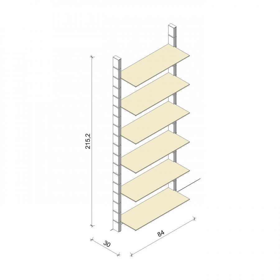 Bücherregal - Prime (XL) 84 - Maß: 84 x 215,2 x 30 cm (B x H x T)